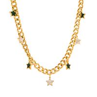 Collier d'acier titane, avec 5cm chaînes de rallonge, Placage de couleur d'or, bijoux de mode & styles différents pour le choix & pour femme & avec strass, plus de couleurs à choisir, Longueur 39.5 cm, Vendu par PC