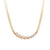 Collier d'acier titane, bijoux de mode & pour femme & avec zircone cubique, plus de couleurs à choisir, Longueur 41 cm, Vendu par PC