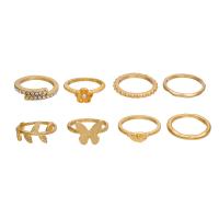 Zinklegering Ring Set, Zinc Alloy, gold plated, 6 stuks & mode sieraden & voor vrouw & met strass, gouden, Verkocht door Stel