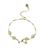 Gemstone Bracciali, Hetian Jade, placcato color oro, gioielli di moda & multistrato & per la donna, 7MMu300121MM, Lunghezza 18 cm, Venduto da PC