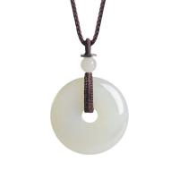 Collier bijoux de pierre gemme, Hetian Jade, avec Fibre de polyester, bijoux de mode & unisexe, 30mm, Longueur 65 cm, Vendu par PC