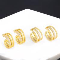 Befestiger Zirkonia Messing Ohrring, 18K vergoldet, Modeschmuck & verschiedene Stile für Wahl & Micro pave Zirkonia & für Frau, keine, 1.6x0.7cmu30011.5x0.6cm, verkauft von Paar