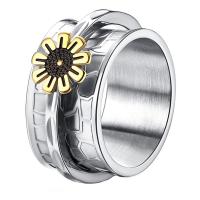 Cink Alloy Finger Ring, Titanium Čelik, tratinčica, modni nakit & rotatable & različite veličine za izbor & za žene, srebro, 5-10u300111mm, Prodano By PC