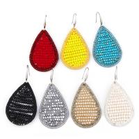 Pendientes de Cristal, aleación de zinc, con Cristal, Gota, chapado en color de plata, para mujer, más colores para la opción, libre de níquel, plomo & cadmio, 60x30mm, Vendido por Par