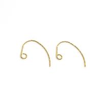 Brass Hook earwire, Sárgaréz, 14 Ezer aranytöltött, DIY, több színt a választás, nikkel, ólom és kadmium mentes, 13x18mm, Által értékesített PC