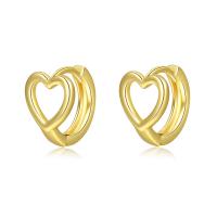 Orecchini cerchietti Hoop ottone, Cuore, placcato color oro, per la donna, dorato, assenza di nichel,piombo&cadmio, 11.40mm, Venduto da coppia