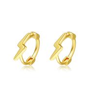 Orecchini cerchietti Hoop ottone, Simbolo del fulmine, placcato color oro, per la donna, dorato, assenza di nichel,piombo&cadmio, 12.20mm, Venduto da coppia