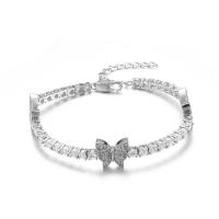 Bracciale strass, ottone, with 1.97 extender chain, Farfalla, placcato, per la donna & con strass, nessuno, assenza di nichel,piombo&cadmio, Lunghezza 7.87 pollice, Venduto da PC