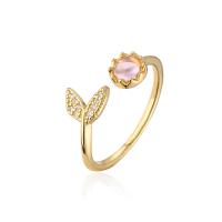 Cubic Zirconia Micro Pave Brass Ring real gold plated Adjustable & micro pave cubic zirconia & for woman gold Sold By PC