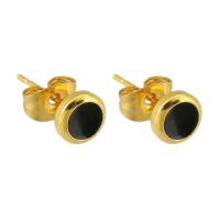 Stainless Steel Stud Earrings 304 Stainless Steel Galvanic plating for woman & enamel black Sold By Lot