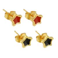 Stainless Steel Stud Earrings 304 Stainless Steel Star Galvanic plating for woman & enamel Sold By Lot