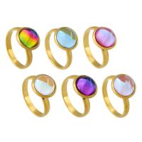 Edelstahl Ringe, 304 Edelstahl, mit Glas, für Frau, keine, 12x12mm, 3PCs/Menge, verkauft von Menge