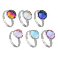 Edelstahl Ringe, 304 Edelstahl, mit Glas, für Frau, keine, 12x12mm, 3PCs/Menge, verkauft von Menge