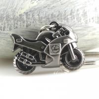 Zinc Alloy Key Chain, Motorcykel, plumbum sort farve forgyldt, nikkel, bly & cadmium fri, 25x35x10mm, Solgt af PC