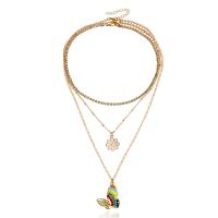 Mode Multi laag ketting, Zinc Alloy, met Hars, gold plated, drie stuks & mode sieraden & voor vrouw & glazuur, multi-gekleurde, 30mm, Lengte 52 cm, Verkocht door Stel