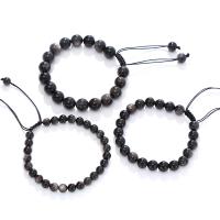 Gemstone Bracciali, Obsidian, with Cordone di nodi, Cerchio, fatto a mano, gioielli di moda & formato differente per scelta & per la donna, nero, Lunghezza 18 cm, Venduto da PC