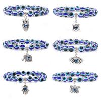 Evil Eye Schmuck Armband, Zinklegierung, mit Harz, plattiert, Modeschmuck & unisex & verschiedene Stile für Wahl, royalblau, 8mm, Länge 18 cm, verkauft von PC