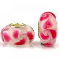 Χάντρες Lampwork European στυλ, Γυάλινα, με Σίδερο, Φανός, χρώμα επάργυρα, DIY, μικτά χρώματα, 9x14mm, Περίπου 100PCs/τσάντα, Sold Με τσάντα