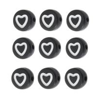 Acrylic Jewelry Beads Flat Round DIY & enamel black Approx 1mm Sold By Bag