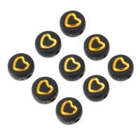 Acrylic Jewelry Beads Flat Round DIY & enamel black Approx 1mm Sold By Bag