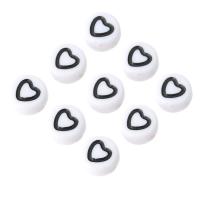 Acrylic Jewelry Beads Flat Round DIY & enamel white Approx 1mm Sold By Bag