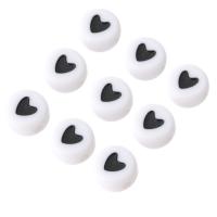 Acrylic Jewelry Beads Flat Round DIY & enamel white and black Approx 1mm Sold By Bag