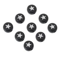 Acrylic Jewelry Beads Flat Round DIY & enamel black Approx 1mm Sold By Bag