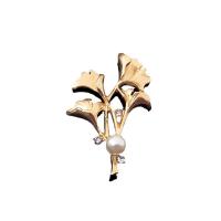 Haaraccessoires DIY bevindingen, Zinc Alloy, met Plastic Pearl, Ginkgo Leaf, gold plated, met strass, gouden, nikkel, lood en cadmium vrij, 48x30mm, Verkocht door PC