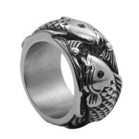 Bague en acier inoxydable, acier inoxydable 316L, poli, Vintage & normes différentes pour le choix & pour homme, argent, 12mm, Vendu par PC