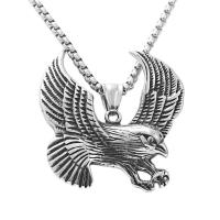 Titan stål halsband, Eagle, polerad, Vintage & olika stilar för val & för människan, silver, 47x43mm, Längd Ca 23.62 inch, Säljs av PC