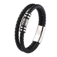 PU cavo bracciali, with 316 acciaio inox, lucido, Doppio strato & gioielli di moda & lunghezza differente per scelta & unisex, nessuno, 12mm, Venduto da PC