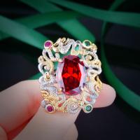 Rhinestone палец кольцо, Латунь, Дракон, Другое покрытие, регулируемый & Женский & со стразами, не содержит никель, свинец, размер:6-8, продается PC