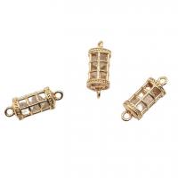 Cubic Zirconia Micro Pave Latão Connector, cobre, Banhado a cor de ouro de KC, micro pavimento em zircônia cúbica, 6x10mm, 10PCs/Lot, vendido por Lot