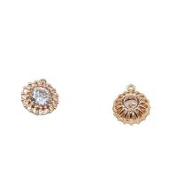 Μενταγιόν Cubic Zirconia (CZ) Brass, Ορείχαλκος, KC χρώμα επίχρυσο, μικρο ανοίξει κυβικά ζιρκονία, 10.20mm, 10PCs/Παρτίδα, Sold Με Παρτίδα