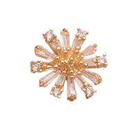 Cubic Zirconia Broche, Messing, Snowflake, Micro Pave cubic zirconia & for kvinde, gylden, nikkel, bly & cadmium fri, 17x17mm, Solgt af PC