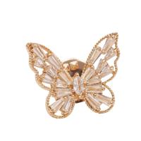 Cubic Zirconia Broche, metal, Mariposa, micro arcilla de zirconia cúbica & para mujer, dorado, libre de níquel, plomo & cadmio, 18x22mm, Vendido por UD