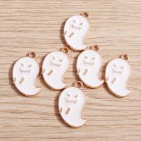 Zinc Alloy Enamel Pendants Ghost Halloween Design & DIY white nickel lead & cadmium free Sold By Lot