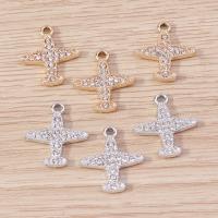 Zinc Alloy Rhinestone Pendants Airplane plated DIY & with rhinestone nickel lead & cadmium free Sold By Lot