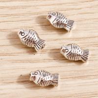 Pendentifs animaux en alliage de zinc, poisson, Placage de couleur argentée, DIY, protéger l'environnement, sans nickel, plomb et cadmium, 5x9mm, 10sacsvalises/lot, Vendu par lot