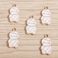 Zinc Alloy émail Pendants, alliage de zinc, Momie, Halloween Design & DIY, blanc, protéger l'environnement, sans nickel, plomb et cadmium, 22x12mm, 10sacsvalises/lot, Vendu par lot