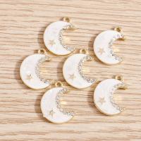 Zinc Alloy Rhinestone Pendants Moon DIY & with rhinestone white nickel lead & cadmium free Sold By Lot