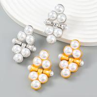 Zinc Alloy Stud Earring with ABS Plastic Pearl plated fashion jewelry & for woman Sold By Pair