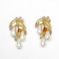 Zinc Alloy Drop Earrings with ABS Plastic Pearl gold color plated fashion jewelry & for woman golden Sold By Pair