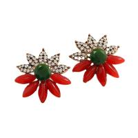 Hars Earring, Zinc Alloy, met Hars, gold plated, mode sieraden & voor vrouw & met strass, multi-gekleurde, 30mm, Verkocht door pair