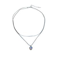 Collier de mode Multi couche, alliage de zinc, avec résine, avec 6 chaînes de rallonge, coeur, Placage, Double couche & bijoux de mode & pour femme, 11mm, Longueur 38 cm, Vendu par PC