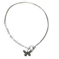 Zinc Alloy Jewelry Necklace Butterfly plated fashion jewelry & for woman 30mm Length 53 cm Sold By PC