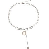 Zinklegering halskettingen, Zinc Alloy, met 5 extender keten, plated, mode sieraden & voor vrouw, zilver, 75mm, Lengte 44 cm, Verkocht door PC