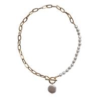 Kunststof parel ketting, Zinc Alloy, met Plastic Pearl, plated, mode sieraden & voor vrouw, 17mm, Lengte 42 cm, Verkocht door PC