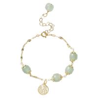 Gemstone Bracciali, Hetian Jade, with avventurina verde, placcato color oro, gioielli di moda & per la donna, nessuno, 10.5mmu30018mm, Lunghezza 18 cm, Venduto da PC