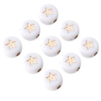 Acrylic Jewelry Beads Flat Round DIY & enamel white Sold By Bag